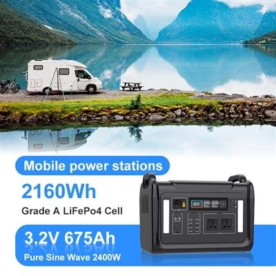 Central de energia solar de emergência ao ar livre 2400W Bateria de lítio portátil 2160Wh
